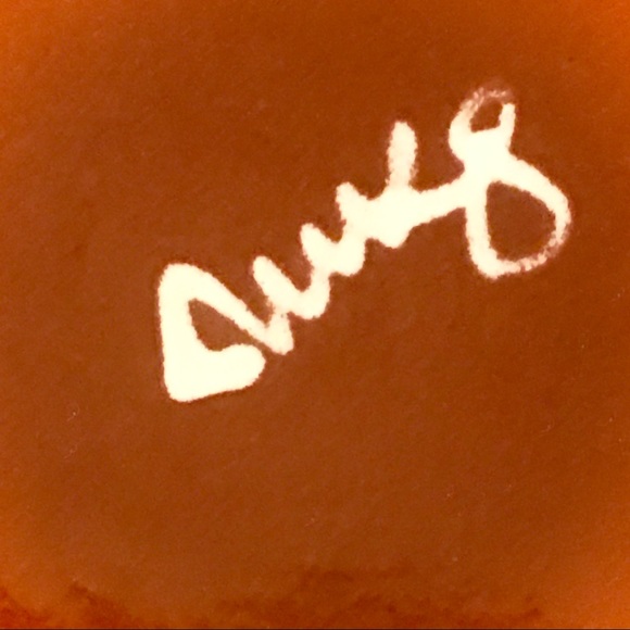 REDWARE GLAZED FOLKART TERRACOTTA BOWL WALL PLATE - Picture 7 of 9